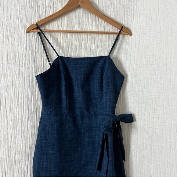 Altar'd State, dark blue faux wrap dress with bow, size medium - Picture 3 of 5